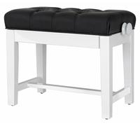 Banc Banquette Piano Similicuir Tabouret Réglable en Hauteur Bois Blanc Brillant