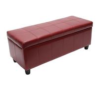 HW Banc Banquette rembourrée Coffre de Rangement Kriens, Cuir reconstitué, 112x45x45cm, Rouge
