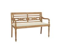 Vidaxl Banc Batavia Avec Coussin Crème 120 Cm Bois De Teck Massif