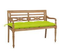 Banc Batavia avec Coussin Bois de Teck Massif Multicolore Multi-taille vidaXL