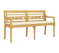 Banc Batavia avec coussin crème 150 cm bois massif teck