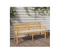 Banc Batavia avec Coussin Crème, Siège avec Accoudoirs, Fauteuil avec Dossier, Meuble de Jardin Terrasse Patio 3100828