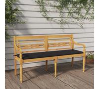 Banc Batavia avec Coussin Gris Siège Jardin Terrasse Bois de Teck Massif vidaXL