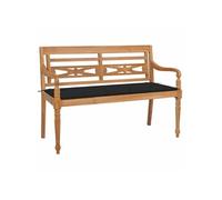 Banc Batavia avec Coussin Gris Siège Jardin Terrasse Bois de Teck Massif vidaXL