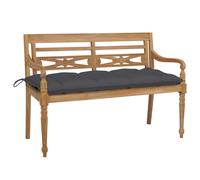 Banc Batavia avec Coussin Siège Jardin Rouge Bordeaux Bois de Teck Massif vidaXL