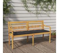 Vidaxl Banc Batavia Avec Coussin Anthracite 150 Cm Bois De Teck Massif
