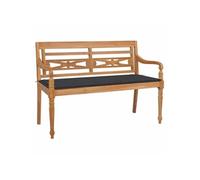 Banc Batavia avec Coussin Gris Siège Jardin Terrasse Bois de Teck Massif vidaXL