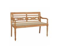 Banc Batavia avec Coussin Gris Siège Jardin Terrasse Bois de Teck Massif vidaXL