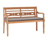 Vidaxl Banc Batavia Avec Coussin Gris Foncé 120 Cm Bois De Teck Massif Gris
