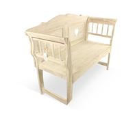 Banc bois ceruse blanc 124x46x90cm