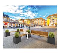 Banc bois et acier KUB RAL3020 - lasuré chêne clair - 1800mm - Banc - PROCITY - 306384.3020.CHEC