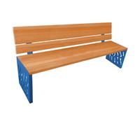 Banc bois et acier Venise RAL5010 - lasuré chêne clair - Dossier tout bois - PROCITY - 209416.5010.CHEC