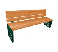 Banc bois et acier Venise RAL6005 - lasuré chêne clair - Dossier tout bois - PROCITY - 209416.6005.CHEC