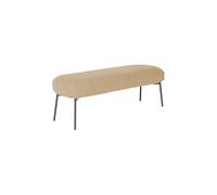 sweeek - Banc. Bout de lit avec revêtement Bouclette texturée. Beige. Pieds en métal Noir. L 120 x P 41 x H 42.5cm
