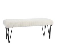 Banc bout de lit banquette - HOMCOM - en tissu bouclette blanc avec pieds épingle en métal noir 118,5l x 46P x 49,5H cm crème