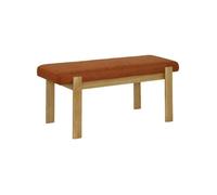 Banc. bout de lit bois d'hévéa teinte naturelle et tissu texturé terracotta - Noma