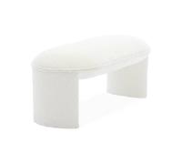 sweeek - Banc ou Bout de lit en Tissu Bouclette Blanc crème L 100 x P 44 x H 41cm - Shawn
