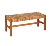 Banc bout de lit en paille tressé et structure en bois - Longueur 102 x Profondeur 38 x Hauteur 46 cm - -