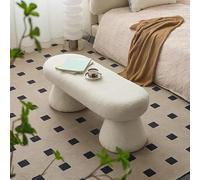Banc capitonné avec fausse fourrure et Sherpa, table basse rectangulaire moderne, repose-pieds pour chambre à coucher, couloir, salon, entrée élégante