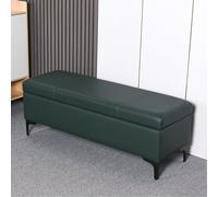 Banc capitonné élégant vert avec rangement et repose-pieds - Design moderne de luxe pour entrée et chambre à coucher - Table rabattable - 78,7 x 40,6 x 43,2 cm