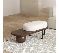 Banc capitonné en bois massif avec coussin en flanelle, parfait pour l'entrée, le salon, la chambre à coucher, le rangement et les sièges