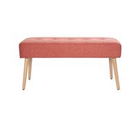 Banc scandinave capitonné en tissu effet velours texturé terracotta et bois clair L96 cm GUESTA