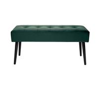 Banc design capitonné en tissu velours vert foncé et métal noir L96 cm GUESTA