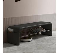 Banc capitonné moderne du milieu du siècle pour entrée, salle à manger, salon, couloir, design sans accoudoirs, noir, 30,5 cm de hauteur, extrémité courte du lit