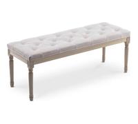 Banc capitonné Romane XL style Louis XVI tissu Beige