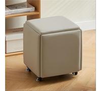 Banc carré 5 en 1, chaise cube multifonctionnelle, pouf empilable, tabouret et repose-pieds mobile avec roulettes pour économiser de l'espace de vie (gris, grand)