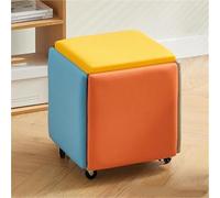 Banc carré 5 en 1 - Multifonctionnel - Pouf empilable - Tabouret - Repose-pieds mobile avec roulettes pour le salon - Pratique (Multicolore, L)