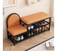Banc Chaussures Entrée Meuble Chaussure Entree avec Petit Siège Banc À Chaussures Rembourré Etagere for Salon, Entrée, Chambre(Black+Orange,120cm)