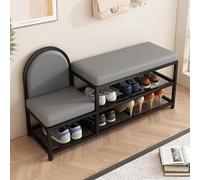Banc Chaussures Entrée Meuble Chaussure Entree avec Petit Siège Banc À Chaussures Rembourré Etagere for Salon, Entrée, Chambre(Black+Gray,100cm)