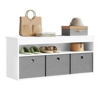 Banc Chaussures Entrée, WOLTU Coffre Rangement, en MDF et Tissu Amovible, Blanc W0ETT0256