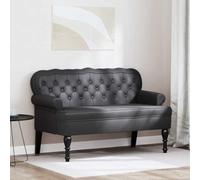 Banc Chesterfield noir en cuir synthétique avec assise rembourrée 119,5 x 64,5 x 75 cm Banc en bois 2 places avec dossier et accoudoirs pour salon, chambre à coucher, couloir, garde-robe