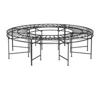 Banc Circulaire Tour d'arbre Ø160 cm Noir Acier | Design enveloppant,ombre naturelle,usage quotidien extérieur,jardin patio cour,maximum 110 kg par siège
