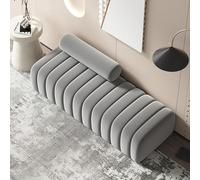Banc classique en velours pour chambre à coucher, bout de lit, banc moderne avec assise élégante pour salon, entrée, centre commercial (blanc cassé, 100 cm)