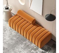 Banc classique en velours pour chambre à coucher et salon, coin de lit moderne, repose-pieds élégant pour entrée et centre commercial, blanc cassé, 100 cm