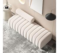 Banc classique en velours pour chambre à coucher et salon, meuble moderne au bout de lit, repose-pieds élégant pour entrée et centre commercial, blanc cassé, 100 cm