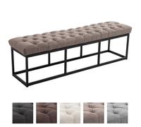 Banc - CLP - Amun - Tissu 100% polyester - Métal noir mat - 150 cm - Style Chesterfield 46 cm