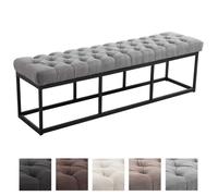 CLP Banc d'entrée Amun – Tissu rembourré, métal noir thermolaqué, Gris 150 cm
