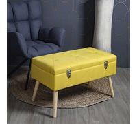 Banc Coffre 78x40x46 Cm En Tissu Jaune Jaune
