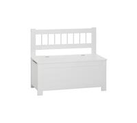Banc / coffre à jouets en bois coloris blanc - L.74 x l.34 x H.64 cm --