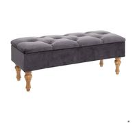 Banc Coffre - ATMOSPHERA - Hiver Gris - Velours - 3 places - Rangement pratique