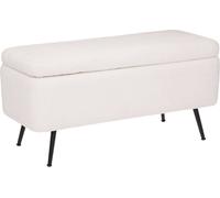 Banc coffre "Aurora" - bois et métal - blanc - 100x40 cm - Atmosphera créateur d'intérieur