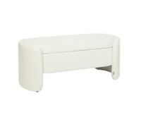 Banc coffre. bout de lit contemporain tissu blanc. L 110 x P 42 x H 45cm - Kalo