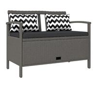 Banc Coffre De Jardin 2 Places - Rangement 160l - Matelas, 2 Coussins - Résine Tressée Effet Rotin Gris