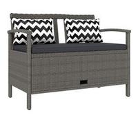 Outsunny – Banc de rangement jardin 2 places 160L, cadre acier, coussin + 2 oreillers, rotin PE gris