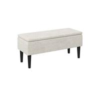 HOMCOM Banc de rangement pliable coffre de rangement surface en cachemire pieds en bois de caoutchouc 95 x 38 x 45 cm beige