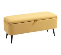 Banc Coffre De Rangement 2 En 1 Piètement Acier Noir Tissu Moutarde Jaune
